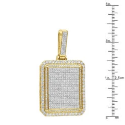 Big 14K Yellow Gold Iced Out Diamond Dog Tag Pendant For Men 8 Carats 2.25 Inches -H'Hen Sale Store jewelry big 14k gold iced out diamond dog tag pendant for men 8 carats 225 inches 803182 rulerye