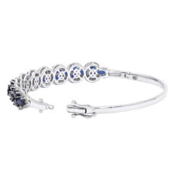 Blue Sapphire And Diamond Bangle Bracelet For Women 14K White Gold 9.5CT LUXURMAN -H'Hen Sale Store jewelry blue sapphire and diamond bangle bracelet for women 14k gold 95ct luxurman backwh
