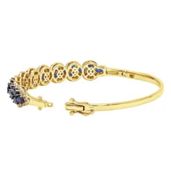 Blue Sapphire And Diamond Bangle Bracelet For Women 14K White Gold 9.5CT LUXURMAN -H'Hen Sale Store jewelry blue sapphire and diamond bangle bracelet for women 14k gold 95ct luxurman backye