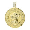 Custom Aztec Sun Stone Calendar Coin Diamond Pendant 18K Yellow Gold For Men