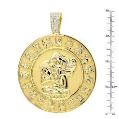 Custom Aztec Sun Stone Calendar Coin Diamond Pendant 18K Yellow Gold For Men -H'Hen Sale Store jewelry custom aztec sun stone calendar coin diamond pendant in 18k gold for men rulerye