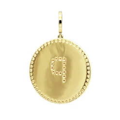 Customizable 14K Yellow Gold Diamond Circle Alphabet Pendant For Women 0.7ct Medallion -H'Hen Sale Store jewelry customizable 14k gold diamond circle alphabet pendant for women 07ct medallion backye