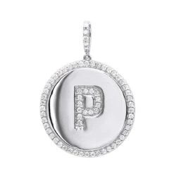 Customizable 14K Yellow Gold Diamond Circle Alphabet Pendant For Women 0.7ct Medallion -H'Hen Sale Store jewelry customizable 14k gold diamond circle alphabet pendant for women 07ct medallion wh