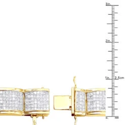 Designer 45ct Men's Diamond Bracelet 14K Yellow Gold Princess Cut Invisible Set Diamonds -H'Hen Sale Store jewelry designer 45ct mens diamond bracelet 14k gold princess cut invisible set diamonds rulerye