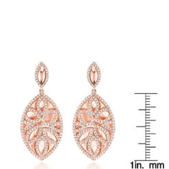 Diamond Flower Earrings For Women 14K Rose Gold Drop Earrings Leafs Design 1 Carat -H'Hen Sale Store jewelry diamond flower earrings for women 14k gold drop earrings leafs design 1 carat 407062 rulerro