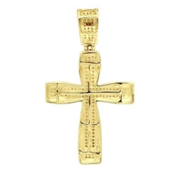 Double Layer 14K White Gold Pave Diamond Cross Pendant For Men & Women 0.75c -H'Hen Sale Store jewelry double layer real 14k gold pave diamond cross pendant for men women 075c backye