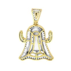Emoji Ghost Symbol Real Diamond Pendant For Men 1CT 14K Yellow Gold By Luxurman -H'Hen Sale Store jewelry emoji ghost symbol real diamond pendant for men 1ct 14k gold by luxurman backye 2