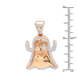 Emoji Ghost Symbol Real Diamond Pendant For Men 1CT 14K Yellow Gold By Luxurman -H'Hen Sale Store jewelry emoji ghost symbol real diamond pendant for men 1ct 14k gold by luxurman rulerro 2