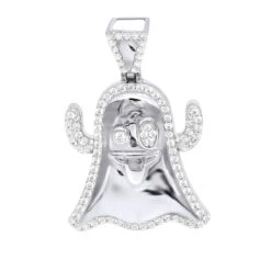 Emoji Ghost Symbol Real Diamond Pendant For Men 1CT 14K Yellow Gold By Luxurman -H'Hen Sale Store jewelry emoji ghost symbol real diamond pendant for men 1ct 14k gold by luxurman wh 2