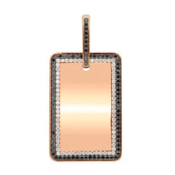 Engravable 2 Carat Black And White Diamond Dog Tag Pendant For Men 14K White Gold 12 Engravable 2 Carat Black And White Diamond Dog Tag Pendant For Men 14K White Gold -H'Hen Sale Store jewelry engravable 2 carat black and white diamond dog tag pendant for men 14k gold 000868 ro 1