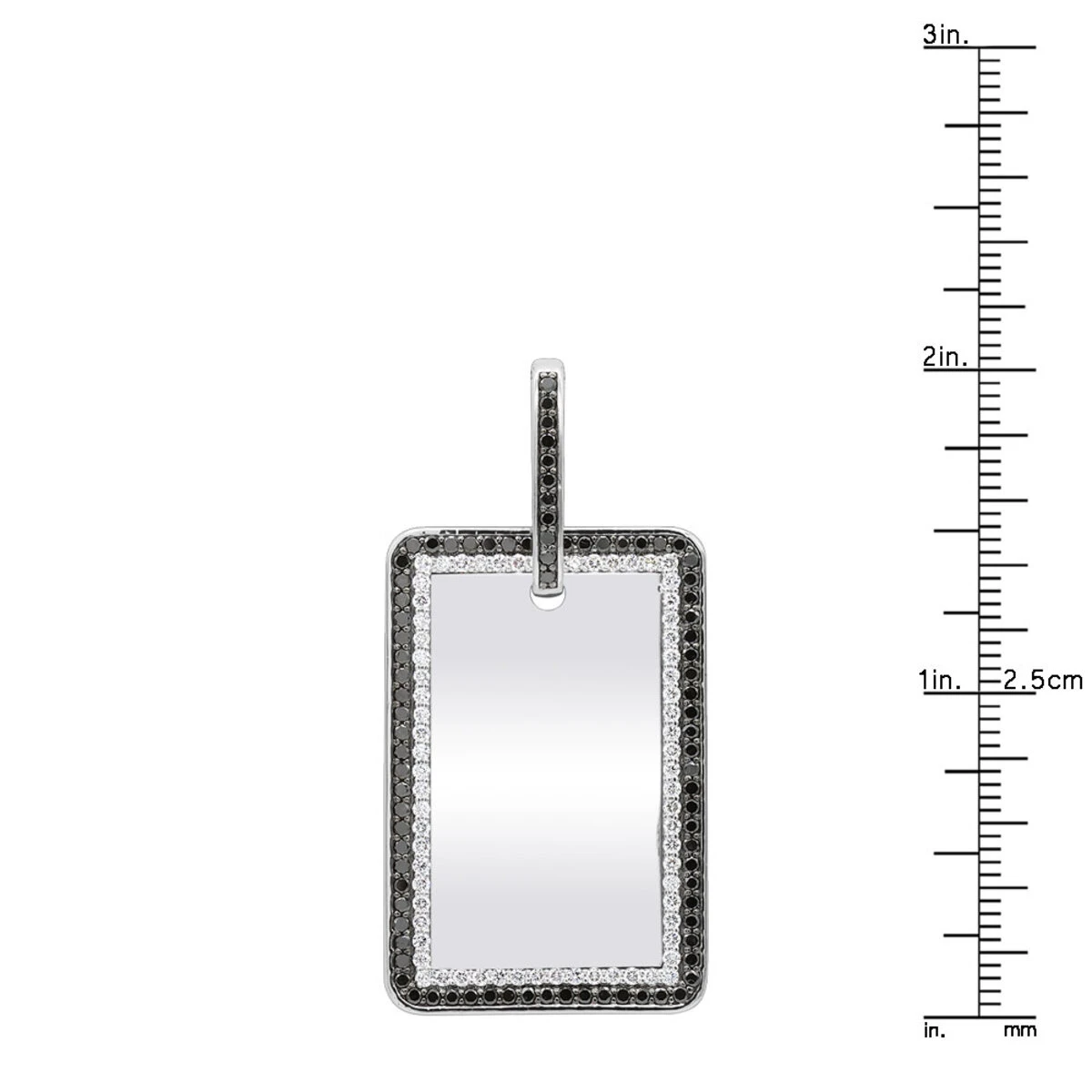 Engravable 2 Carat Black And White Diamond Dog Tag Pendant For Men 14K White Gold 10 Engravable 2 Carat Black And White Diamond Dog Tag Pendant For Men 14K White Gold - Image 8