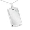 Engravable Sterling Silver Diamond Dog Tag Pendant For Men & Chain Necklace