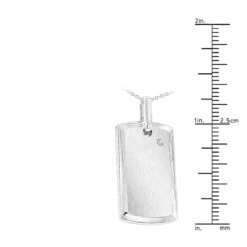 Engravable Sterling Silver Diamond Dog Tag Pendant For Men & Chain Necklace -H'Hen Sale Store jewelry engravable sterling silver diamond dog tag pendant for men chain necklace ruler