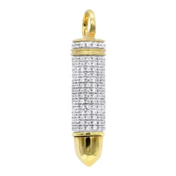 Genuine Diamond Bullet Pendant 10K Yellow Gold 0.75CT By Luxurman