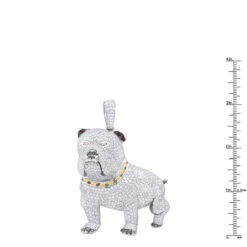 Genuine White Black Yellow Pink Diamond Bulldog Pendant 14K White Gold 17.23ct -H'Hen Sale Store jewelry genuine white black yellow pink diamond bulldog pendant in real 14k gold 1723ct rulerwh