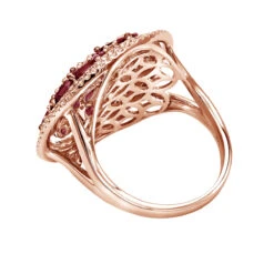 Unique Halo Circle Diamond Right Hand Ring For Women With Rubies 14K Rose Gold -H'Hen Sale Store jewelry halo circle diamond right hand ring for woman with ruby 14k gold 26213 backro