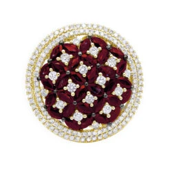 Unique Halo Circle Diamond Right Hand Ring For Women With Rubies 14K Rose Gold -H'Hen Sale Store jewelry halo circle diamond right hand ring for woman with ruby 14k gold 26213 ye