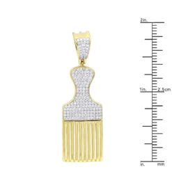 Hip Hop Fancy Afro Pick Comb Diamond Pendant For Men 10K Yellow Gold -H'Hen Sale Store jewelry hip hop jewelry fancy afro pick comb diamond pendant for men in 10k gold rulerye