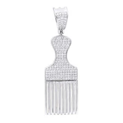 Hip Hop Fancy Afro Pick Comb Diamond Pendant For Men 10K Yellow Gold -H'Hen Sale Store jewelry hip hop jewelry fancy afro pick comb diamond pendant for men in 10k gold wh