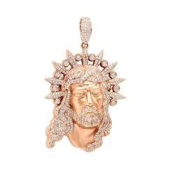 Unique Hip Hop Large Diamond 14K White Gold Jesus Head Pendant -H'Hen Sale Store jewelry hip hop jewelry pieces unique large diamond 14k gold jesus head pendant ro