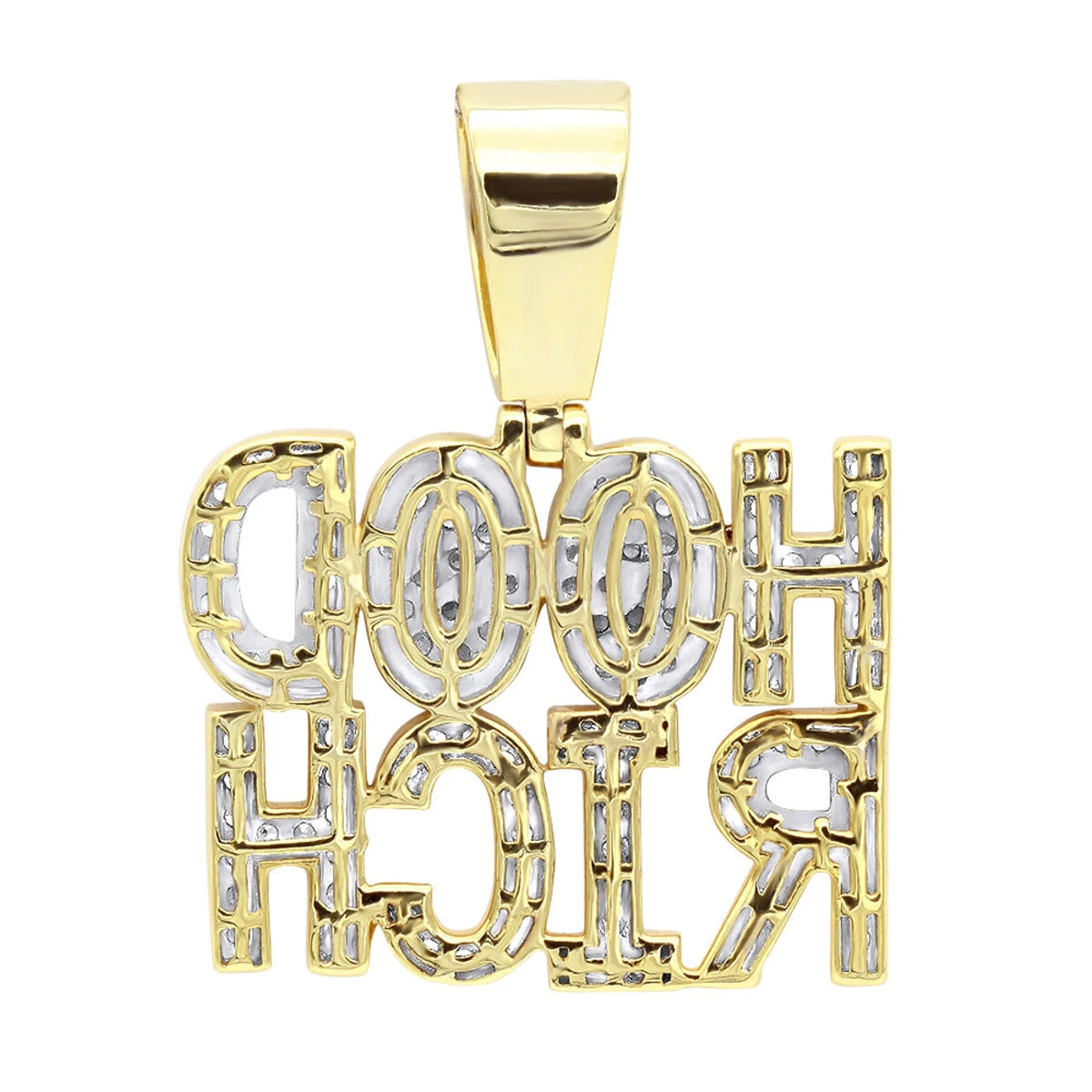 Hip Hop 10K Yellow Gold Rich Hood Pendant For Men 2CT Diamonds 7 Hip Hop 10K Yellow Gold Rich Hood Pendant For Men 2CT Diamonds - Image 5