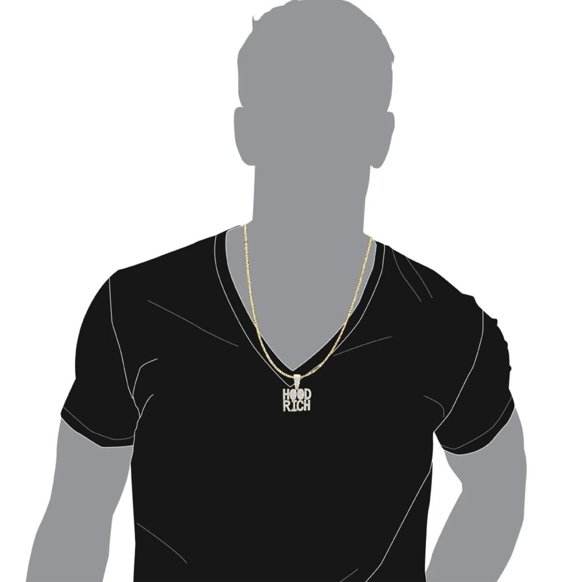Hip Hop 10K Yellow Gold Rich Hood Pendant For Men 2CT Diamonds 9 Hip Hop 10K Yellow Gold Rich Hood Pendant For Men 2CT Diamonds - Image 7
