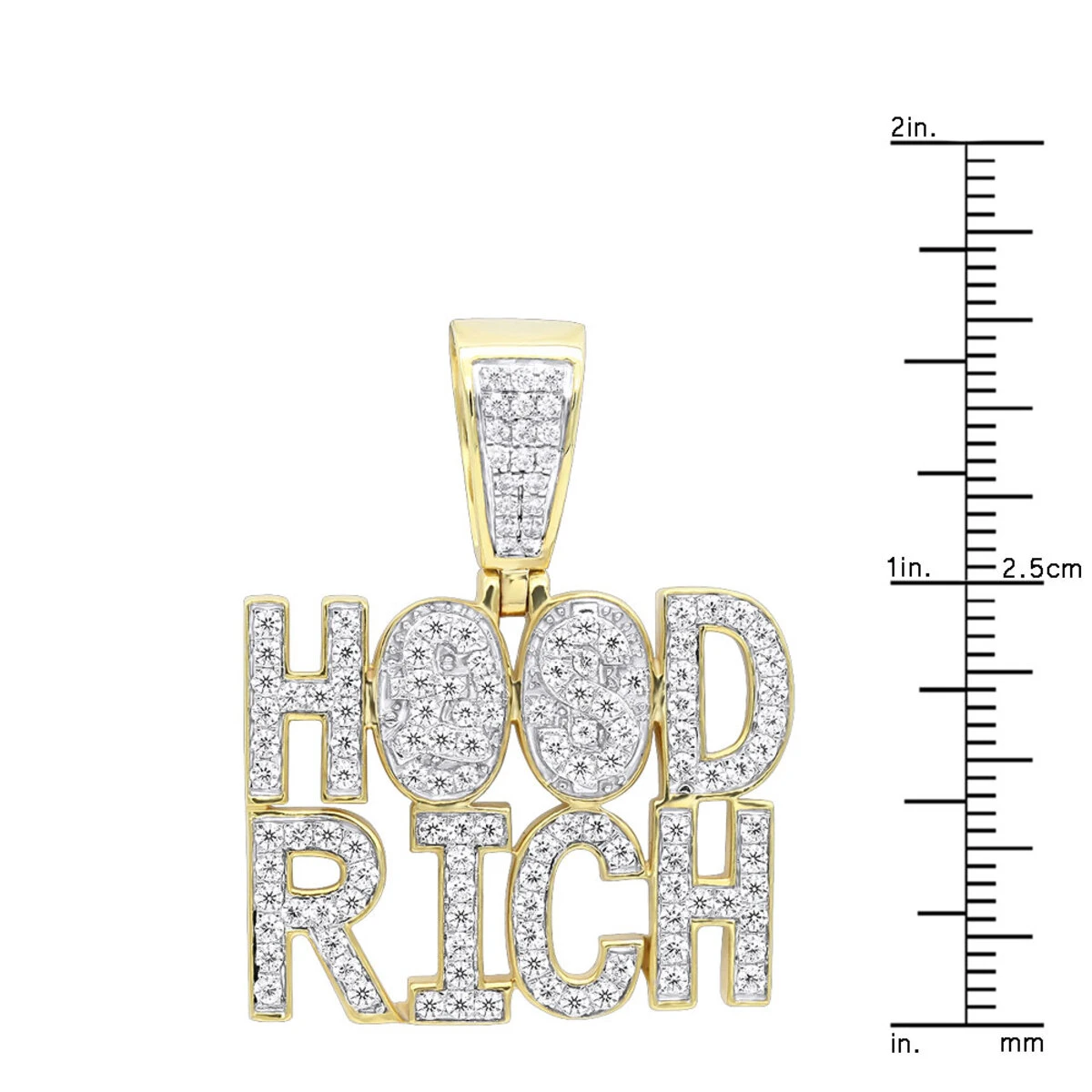 Hip Hop 10K Yellow Gold Rich Hood Pendant For Men 2CT Diamonds 10 Hip Hop 10K Yellow Gold Rich Hood Pendant For Men 2CT Diamonds - Image 8
