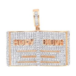 Hip Hop Holy Bible Charm 10K Yellow Gold Pendant For Men 1ct Diamonds -H'Hen Sale Store jewelry holy bible charm real 10k gold pendant for men 1ct diamonds hip hop jewelry ro 2