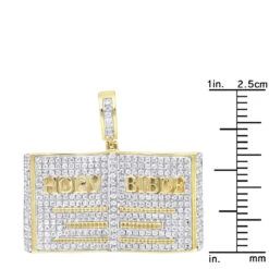 Hip Hop Holy Bible Charm 10K Yellow Gold Pendant For Men 1ct Diamonds -H'Hen Sale Store jewelry holy bible charm real 10k gold pendant for men 1ct diamonds hip hop jewelry rulerye 2