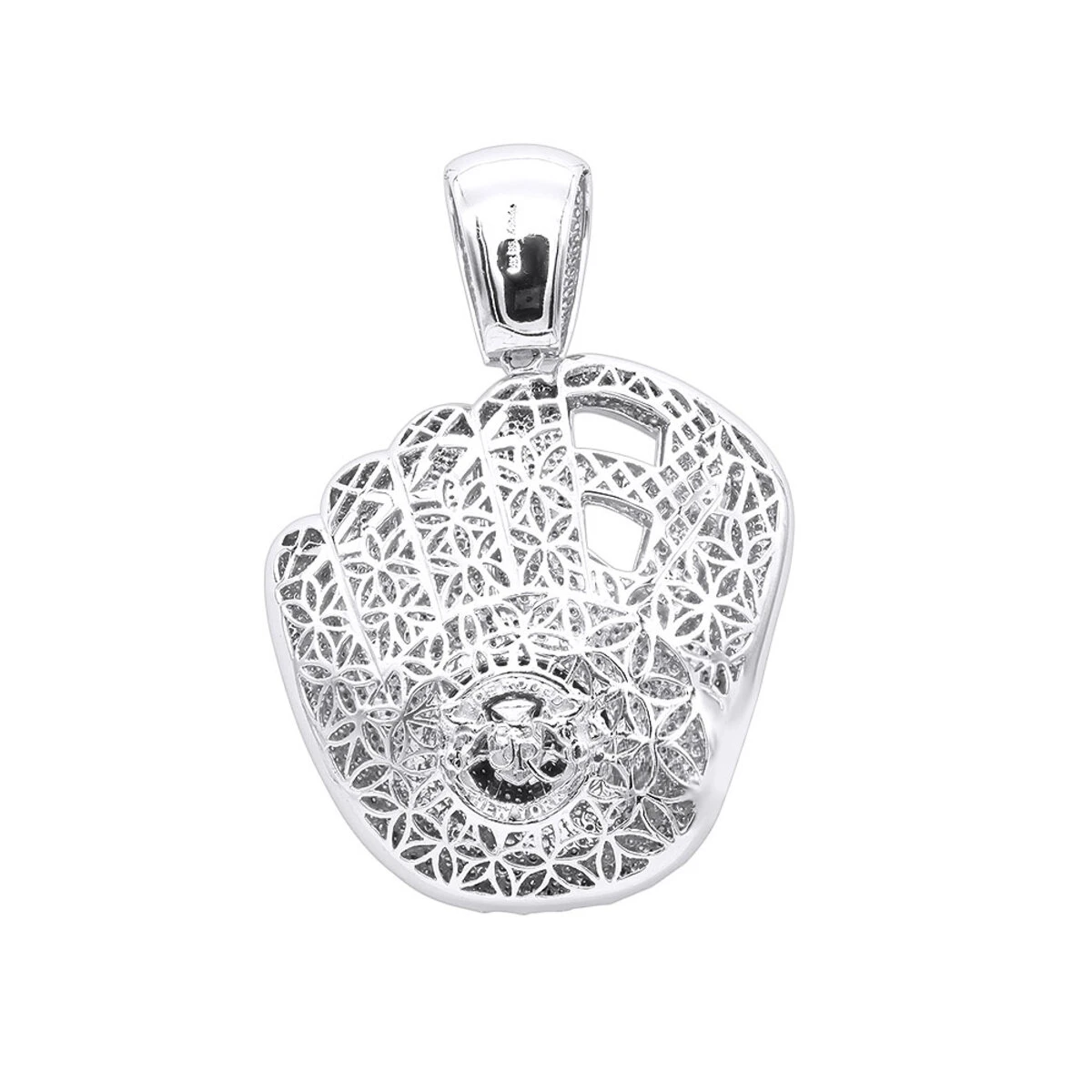 Iced Out Baseball Glove Real Diamond Pendant For Men By Joe Rodeo 14K White Gold 6 Iced Out Baseball Glove Real Diamond Pendant For Men By Joe Rodeo 14K White Gold - Image 4