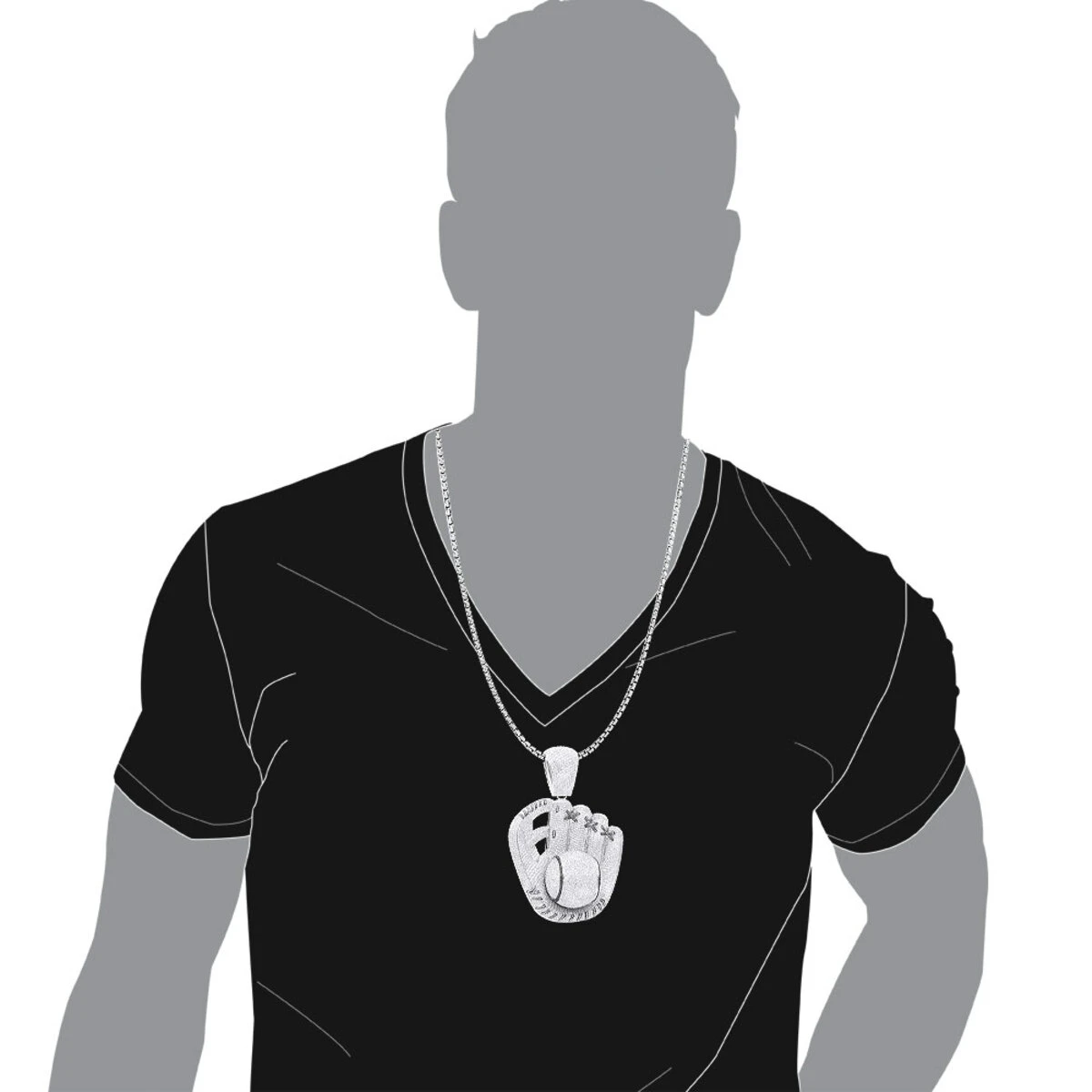 Iced Out Baseball Glove Real Diamond Pendant For Men By Joe Rodeo 14K White Gold 7 Iced Out Baseball Glove Real Diamond Pendant For Men By Joe Rodeo 14K White Gold - Image 5