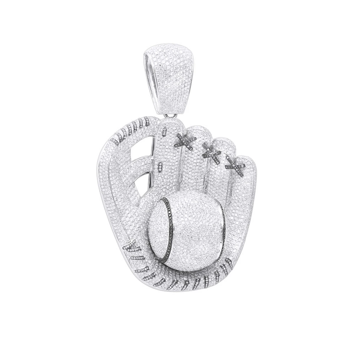 Iced Out Baseball Glove Real Diamond Pendant For Men By Joe Rodeo 14K White Gold 3 Iced Out Baseball Glove Real Diamond Pendant For Men By Joe Rodeo 14K White Gold