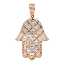 Jewish Large Iced Out Hamsa Hand Pendant 14K Yellow Gold 2CT Diamond Charm -H'Hen Sale Store jewelry jewish jewelry large iced out hamsa hand pendant 14k gold 2ct diamond charm backro