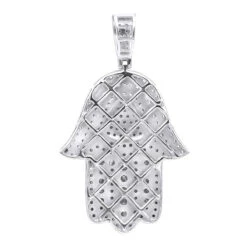 Jewish Large Iced Out Hamsa Hand Pendant 14K Yellow Gold 2CT Diamond Charm -H'Hen Sale Store jewelry jewish jewelry large iced out hamsa hand pendant 14k gold 2ct diamond charm backwh