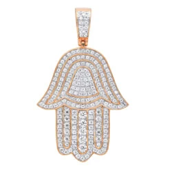 Jewish Large Iced Out Hamsa Hand Pendant 14K Yellow Gold 2CT Diamond Charm -H'Hen Sale Store jewelry jewish jewelry large iced out hamsa hand pendant 14k gold 2ct diamond charm ro
