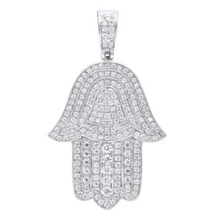 Jewish Large Iced Out Hamsa Hand Pendant 14K Yellow Gold 2CT Diamond Charm -H'Hen Sale Store jewelry jewish jewelry large iced out hamsa hand pendant 14k gold 2ct diamond charm wh