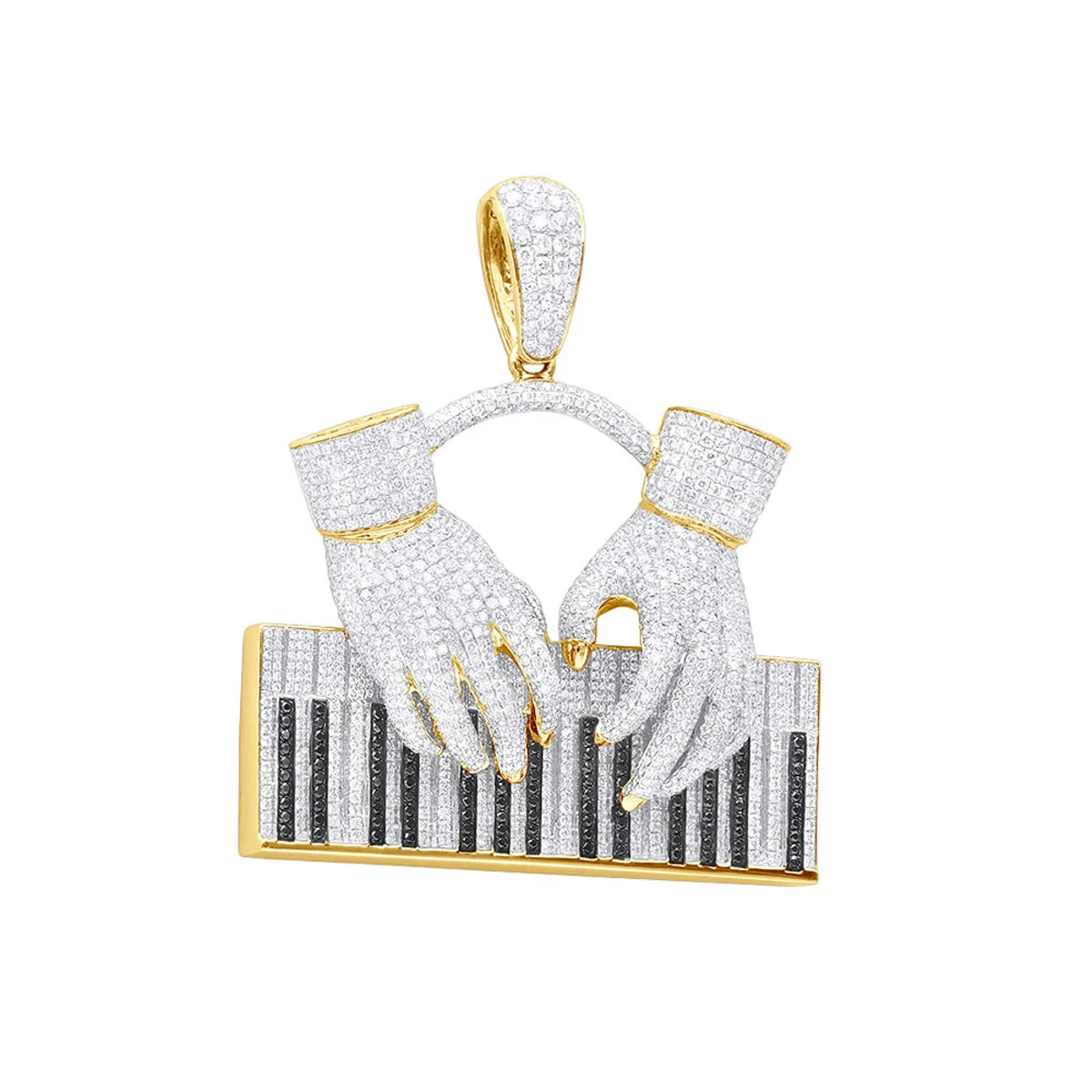 Joe Rodeo 14K White Gold Black And White Diamond Men's Piano Pendant 4 Joe Rodeo 14K White Gold Black And White Diamond Men's Piano Pendant - Image 2