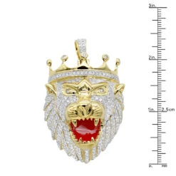 Large 10K Yellow Gold Diamond Lion Head Pendant For Men W Crown 4ct By Luxurman -H'Hen Sale Store jewelry large 10k gold diamond lion head pendant for men w crown 4ct by luxurman rulerye 1