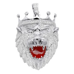 Large 10K Yellow Gold Diamond Lion Head Pendant For Men W Crown 4ct By Luxurman -H'Hen Sale Store jewelry large 10k gold diamond lion head pendant for men w crown 4ct by luxurman wh 1