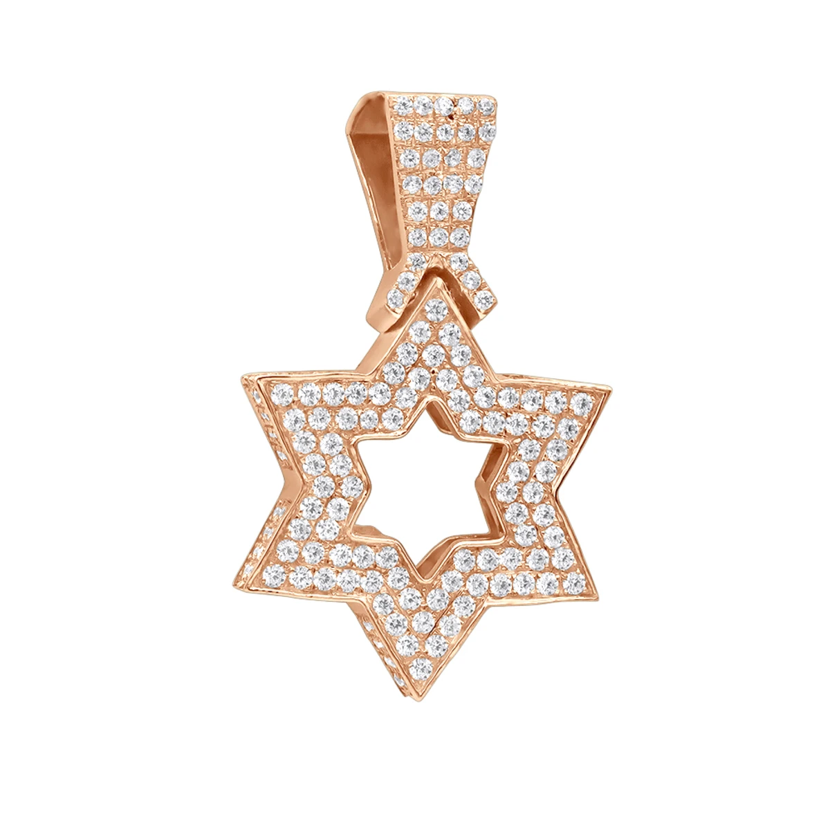 Large 14K Yellow Gold Diamond Star Of David Pendant For Men & Women 5 Large 14K Yellow Gold Diamond Star Of David Pendant For Men & Women - Image 3