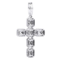 Large 2in Unique Men's Diamond Cross Pendant 14K White Gold Round Baguette Diamonds 11 Large 2in Unique Men's Diamond Cross Pendant 14K White Gold Round Baguette Diamonds -H'Hen Sale Store jewelry large 2in unique mens diamond cross pendant 14k gold round baguette diamonds 803179 backwh