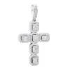 Large 2in Unique Men's Diamond Cross Pendant 14K White Gold Round Baguette Diamonds