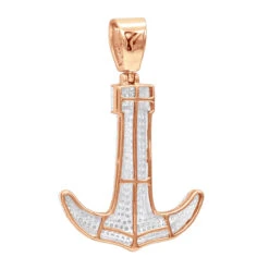 Large 10K Yellow Gold Diamond Anchor Pendant For Men 1.25 Carats -H'Hen Sale Store jewelry large real 10k gold diamond anchor pendant for men 125 carats backro