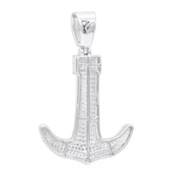 Large 10K Yellow Gold Diamond Anchor Pendant For Men 1.25 Carats -H'Hen Sale Store jewelry large real 10k gold diamond anchor pendant for men 125 carats backwh