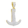 Large 10K Yellow Gold Diamond Anchor Pendant For Men 1.25 Carats