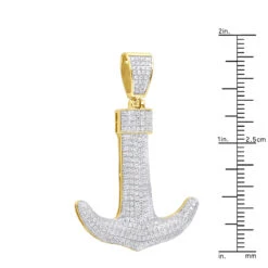 Large 10K Yellow Gold Diamond Anchor Pendant For Men 1.25 Carats -H'Hen Sale Store jewelry large real 10k gold diamond anchor pendant for men 125 carats rulerye