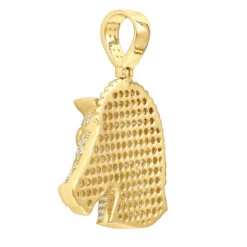 Large 10K Yellow Gold Horse Head Diamond Pendant For Men 4.5 Carat -H'Hen Sale Store jewelry large real 10k gold horse head diamond pendant for men 4 carat backye