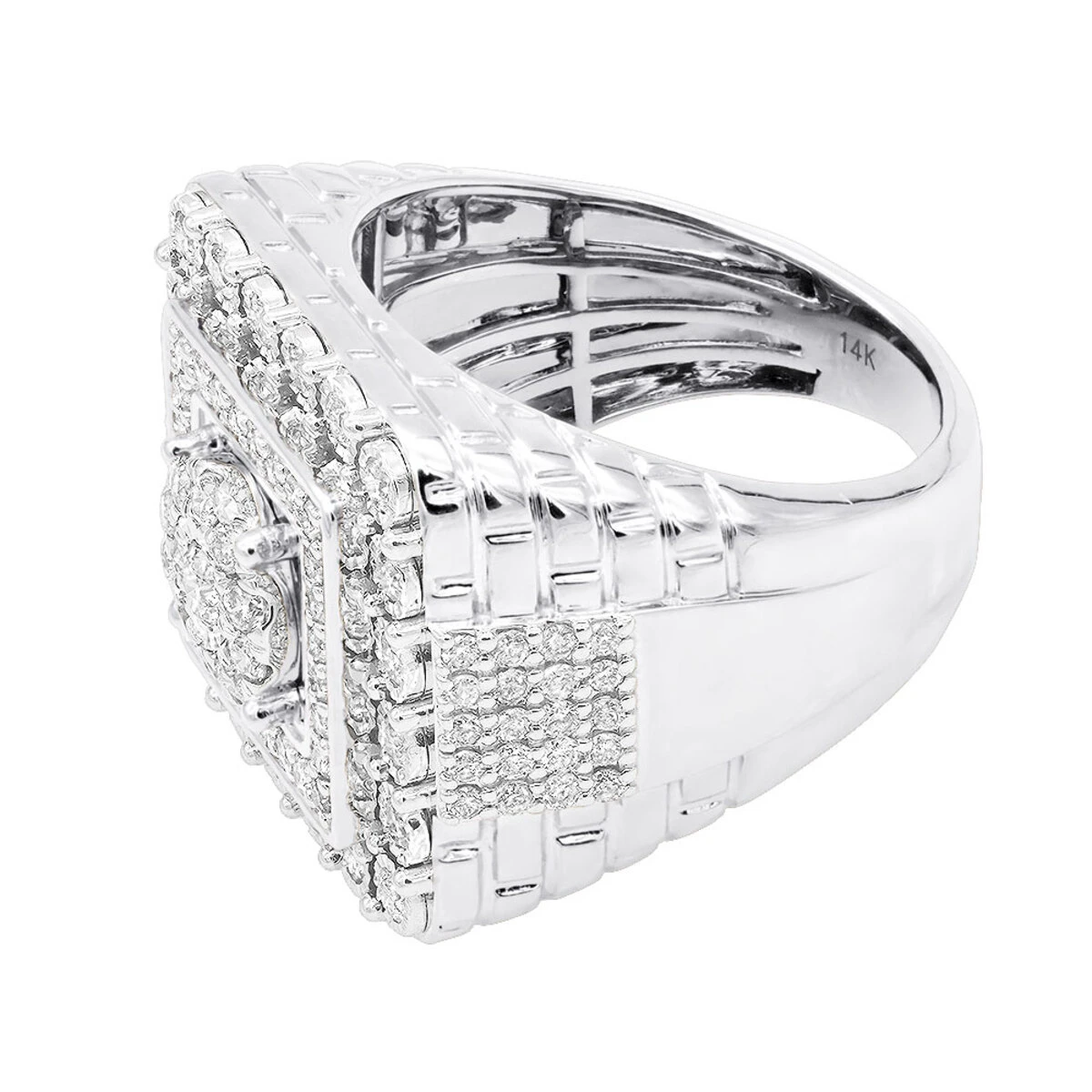 Large Real Hip Hop Diamond Pinky Ring For Men 14K Yellow Gold Square Shape 2.25ct 6 Large Real Hip Hop Diamond Pinky Ring For Men 14K Yellow Gold Square Shape 2.25ct - Image 4