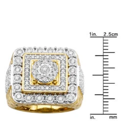 Large Real Hip Hop Diamond Pinky Ring For Men 14K Yellow Gold Square Shape 2.25ct 17 Large Real Hip Hop Diamond Pinky Ring For Men 14K Yellow Gold Square Shape 2.25ct -H'Hen Sale Store jewelry large real hip hop diamond pinky ring for men 14k gold square shape 225ct 803186 ruler