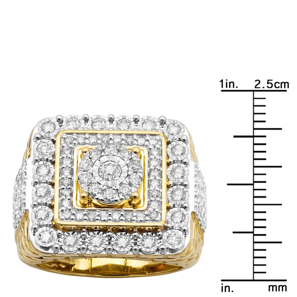 Large Real Hip Hop Diamond Pinky Ring For Men 14K Yellow Gold Square Shape 2.25ct 10 Large Real Hip Hop Diamond Pinky Ring For Men 14K Yellow Gold Square Shape 2.25ct - Image 8